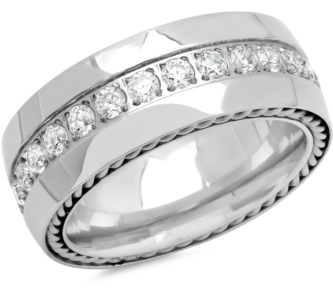 Steel by Design Men's Steel Crystal Ring - QVC.com