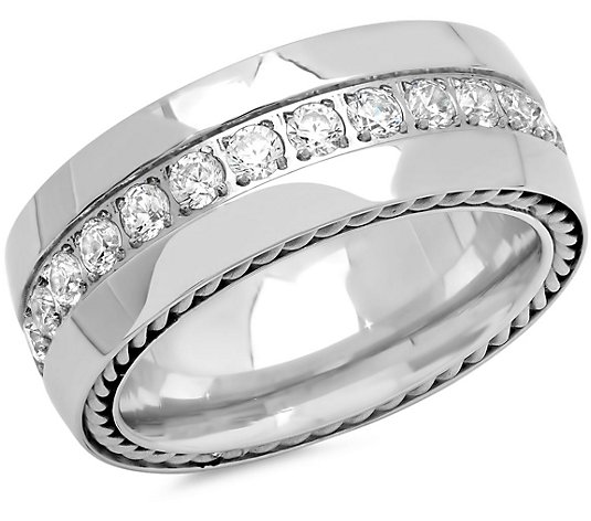 Steel by Design Men's Crystal Band Ring - QVC.com