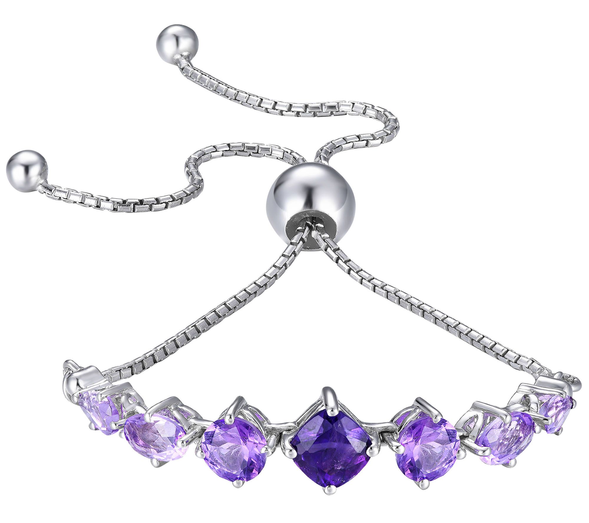 Sterling Silver Ombre Gemstone Adjustable Bracelet