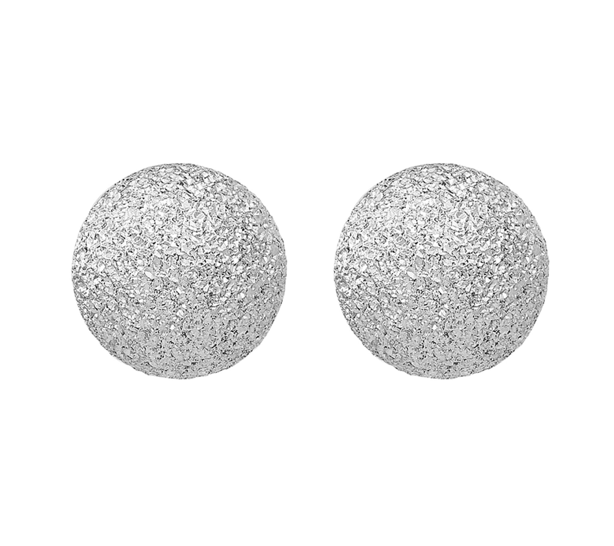 Italian Silver 8mm Textured Ball Earrings - QVC.com