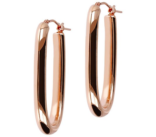 Oro Nuovo Elongated Oval Hoop Earrings 14K Gold Over Resin