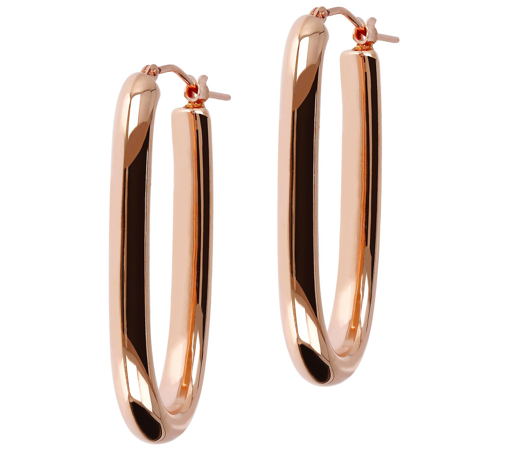 BellaOro Elongated Oval Hoop Earrings 14K Gold Over Resin