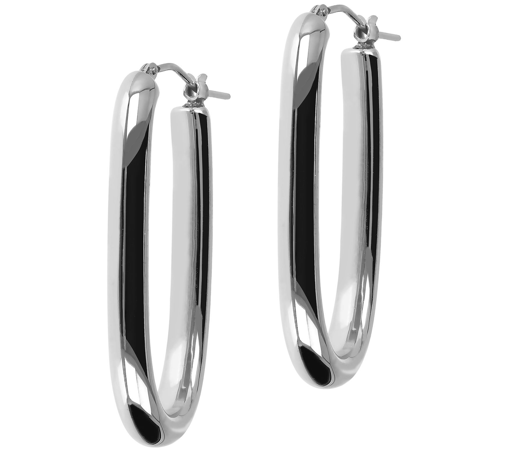 BellaOro Elongated Oval Hoop Earrings 14K Gold Over Resin