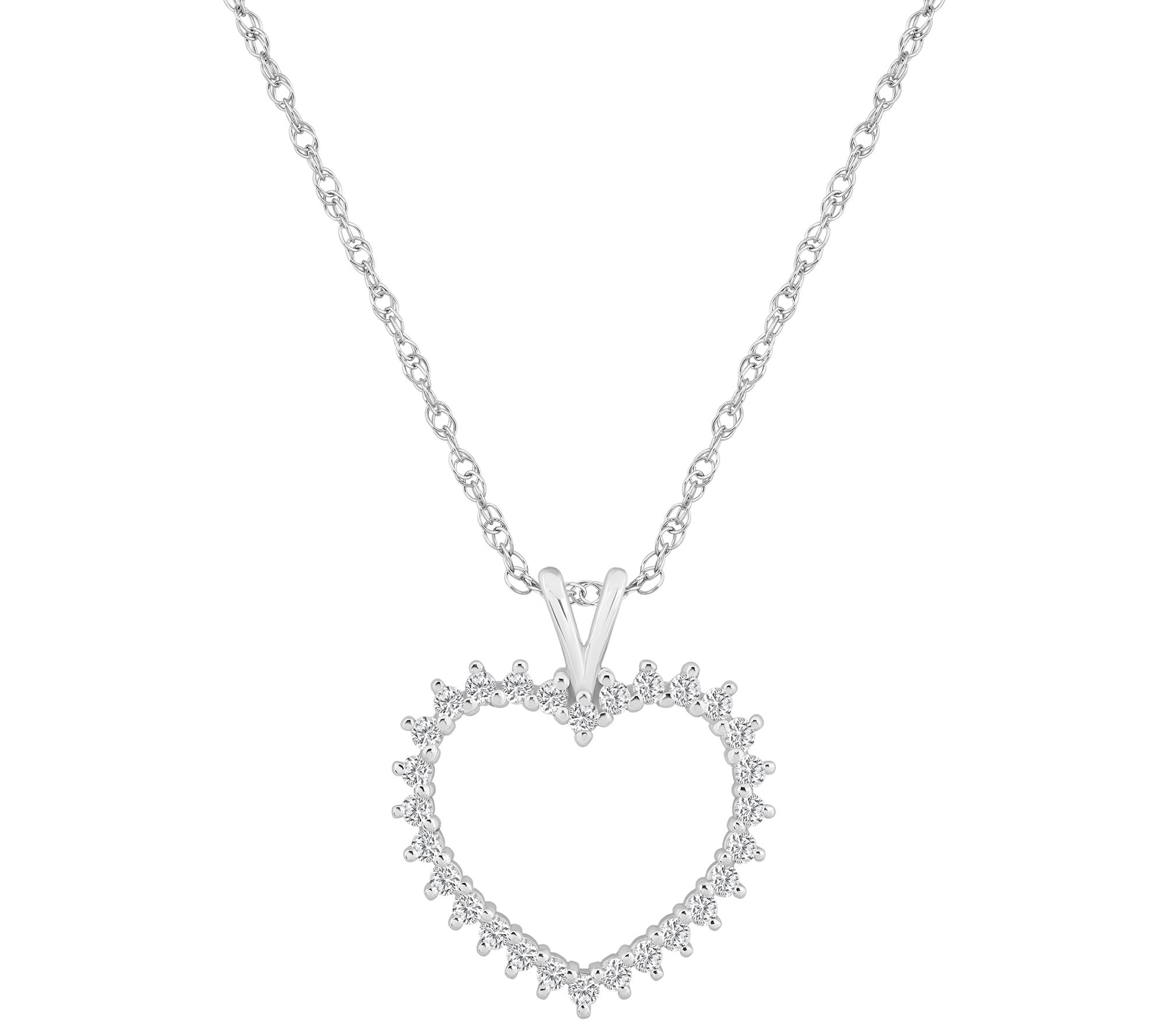 Affinity 0.25 cttw Diamond Open Heart Pendant w / Chain, 14K