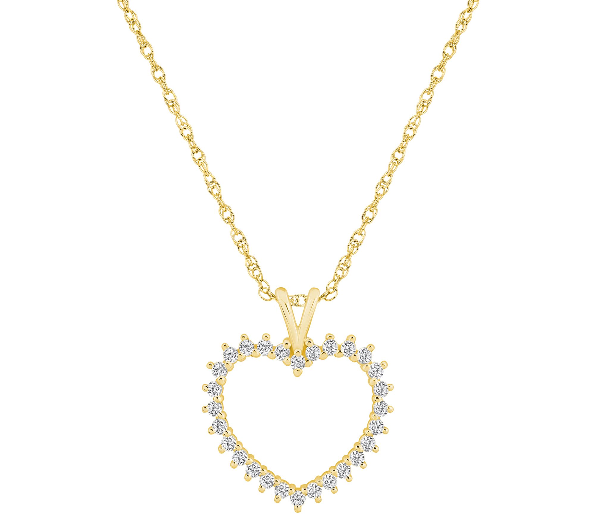 Affinity 0.25 cttw Diamond Open Heart Pendant w / Chain, 14K