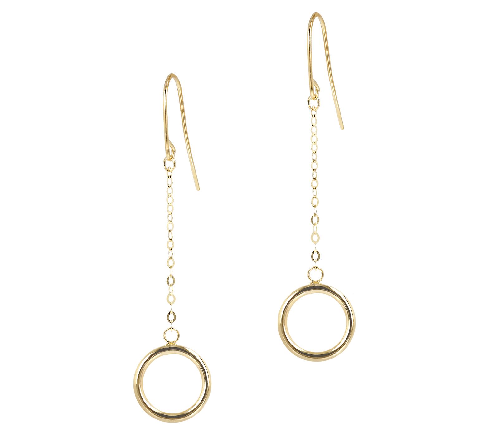 Italian Gold Open Circle Dangle Earrings, 14K