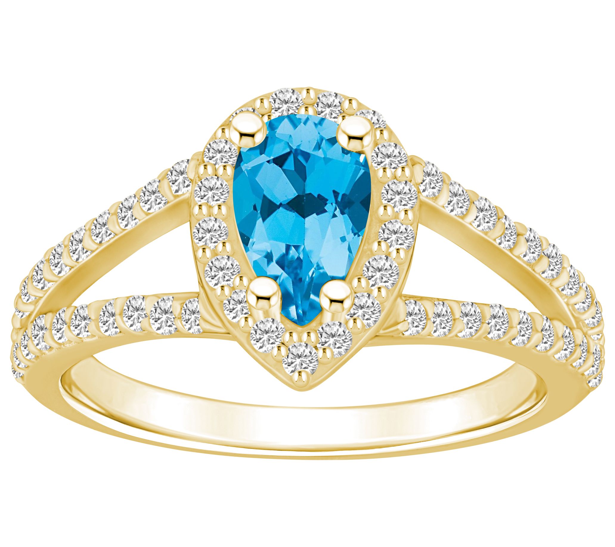 Affinity Gems Pear Gemstone & Diamond Halo Ring, 14K Gold
