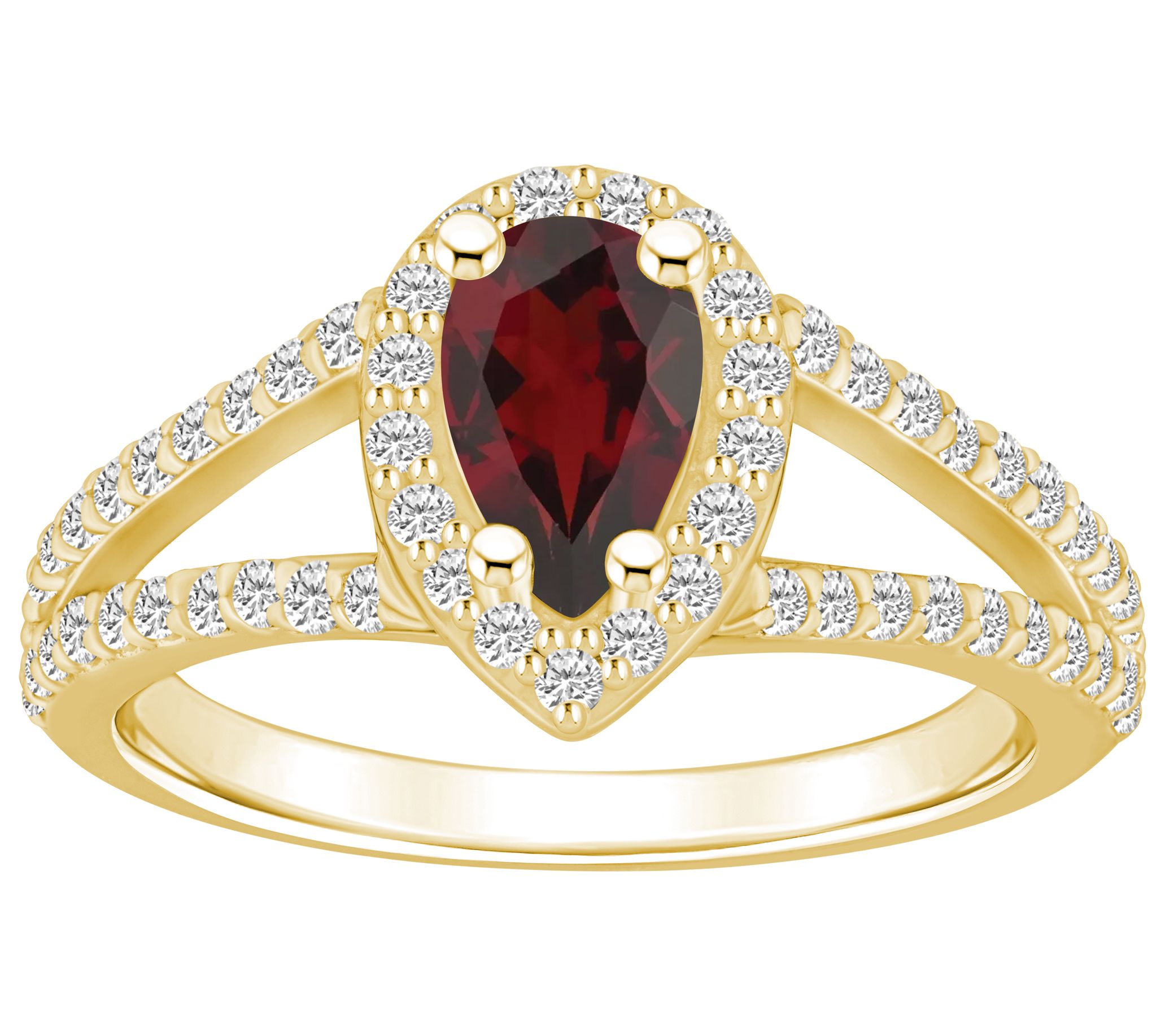 Affinity Gems Pear Gemstone & Diamond Halo Ring, 14K Gold