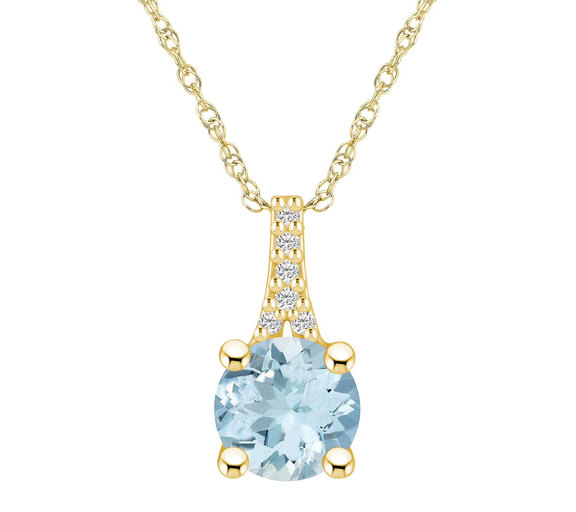 Affinty Gems Round Gemstone & Diamond Pendant w/ Chain, 14K