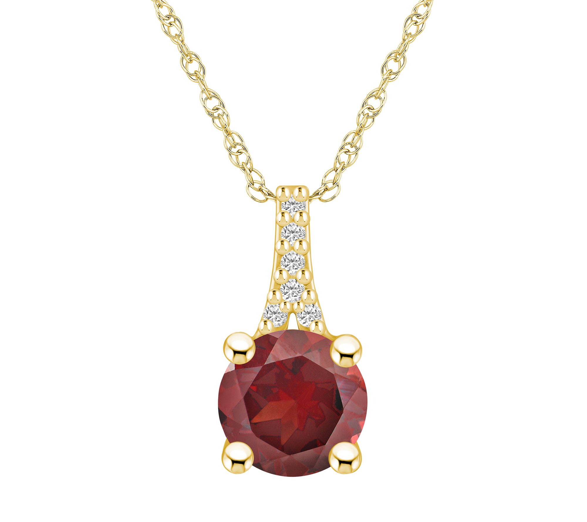 Affinty Gems Round Gemstone & Diamond Pendant w/ Chain, 14K