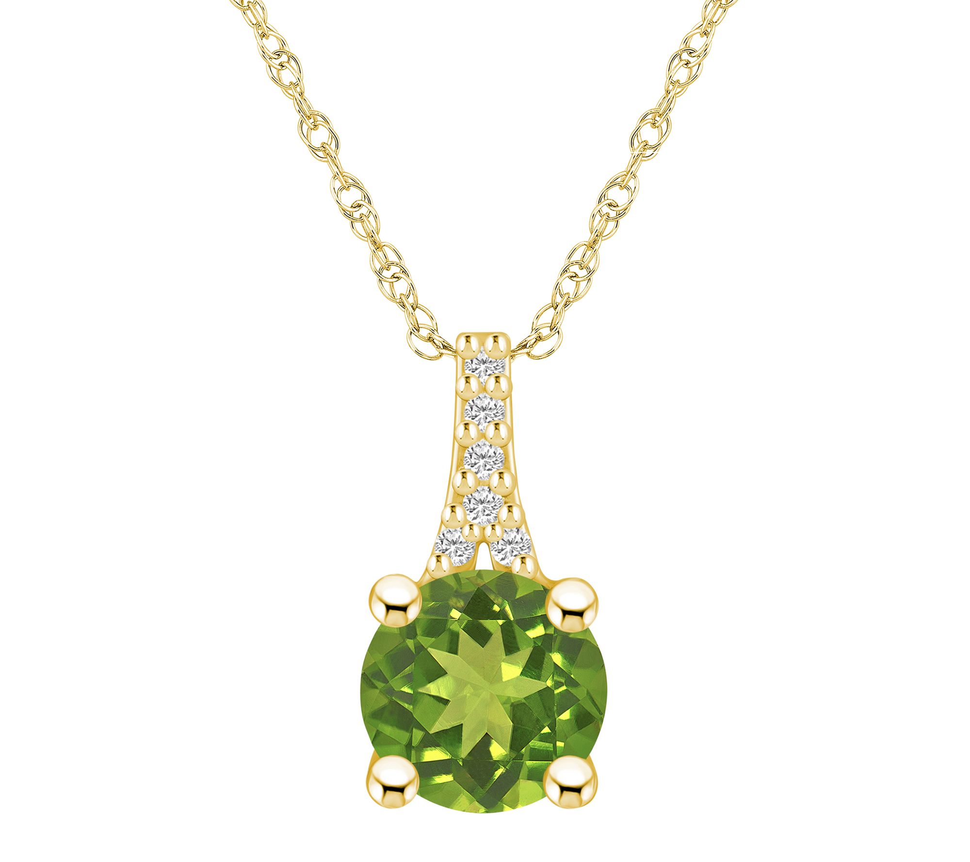 Affinty Gems Round Gemstone & Diamond Pendant w/ Chain, 14K