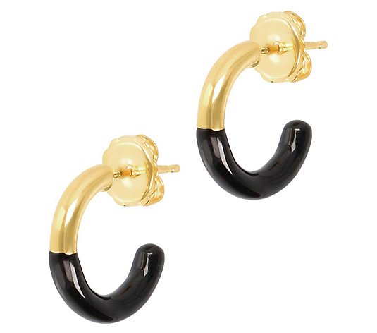 Veronese 18K Gold Plated Enamel Hoop Earrings