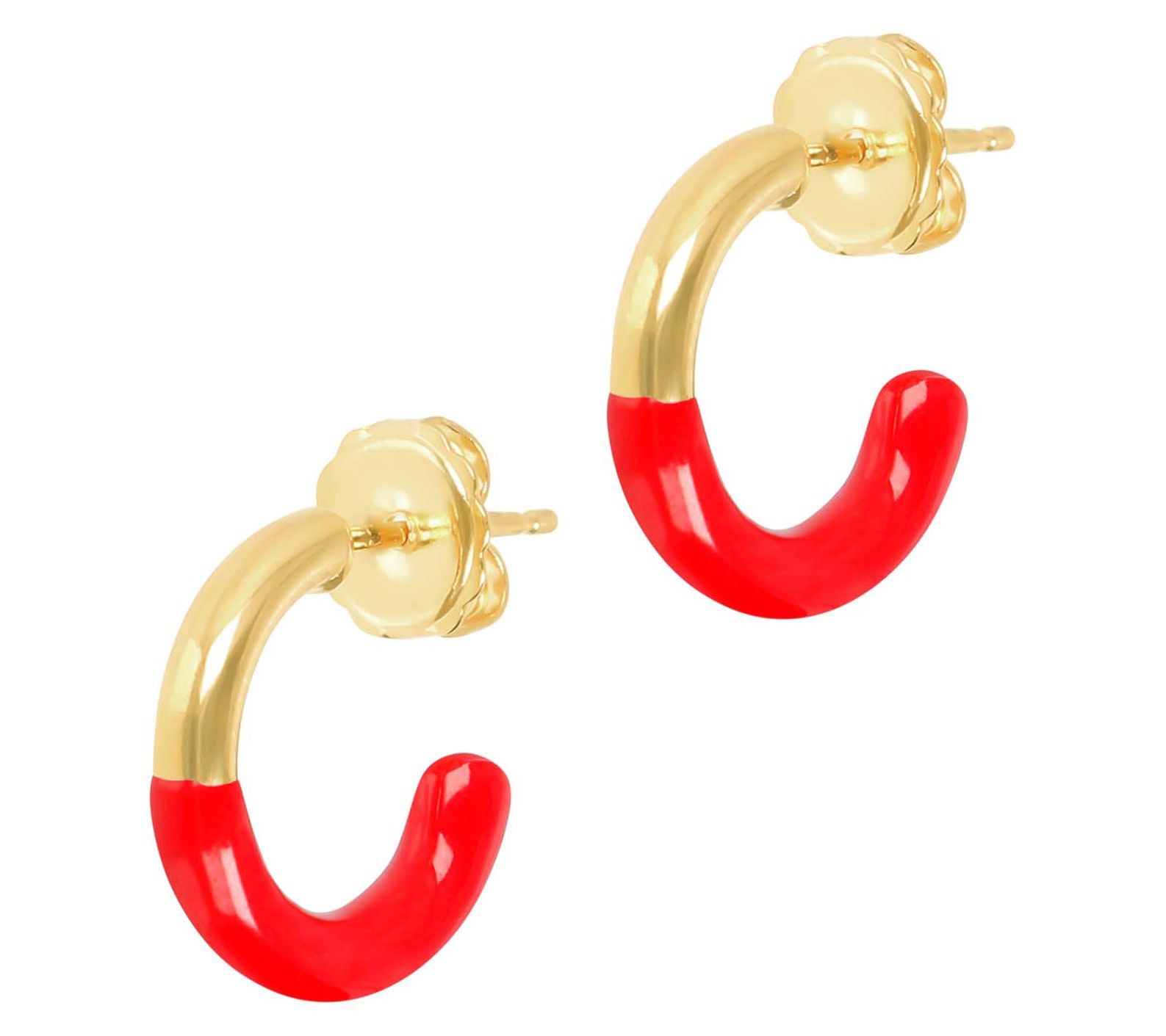 Veronese 18K Gold Plated Enamel Hoop Earrings