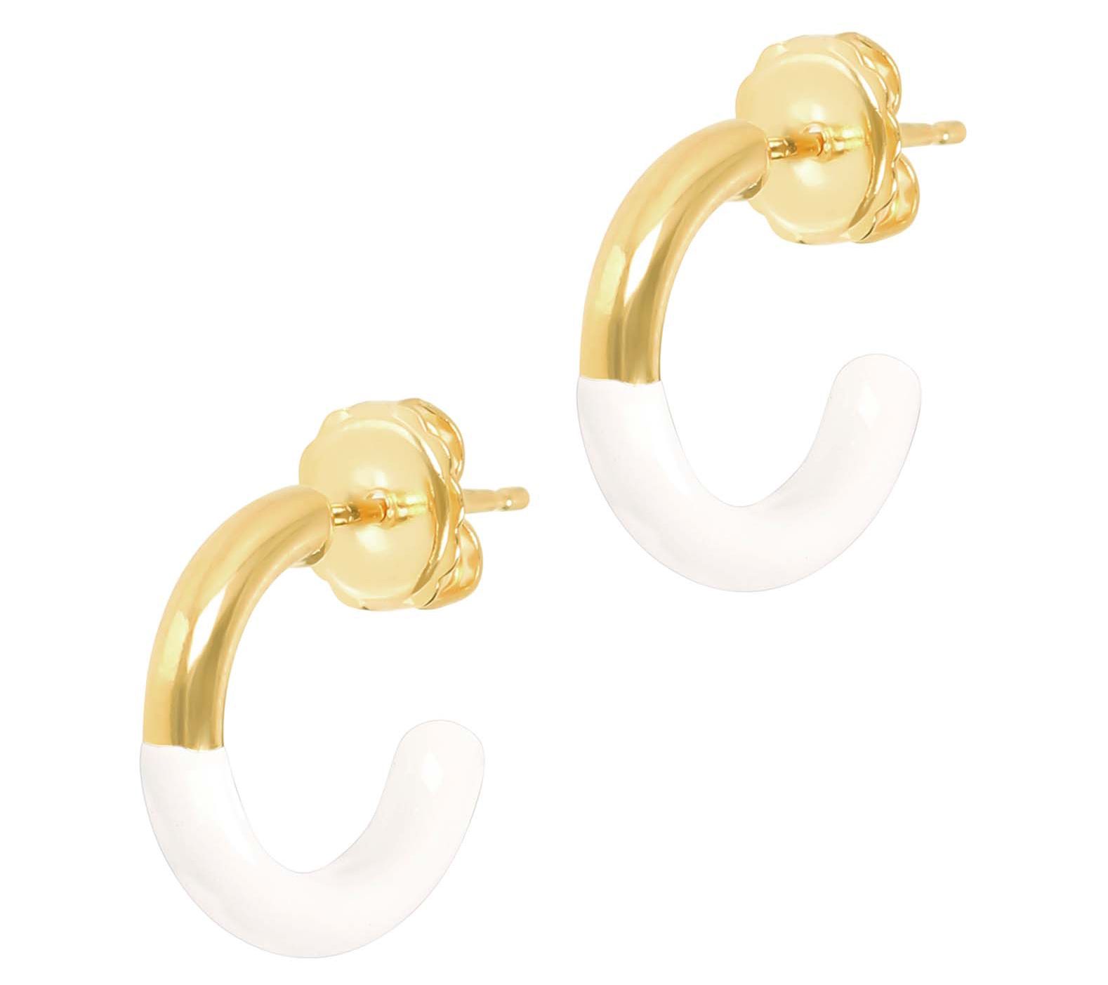 Veronese 18K Gold Plated Enamel Hoop Earrings
