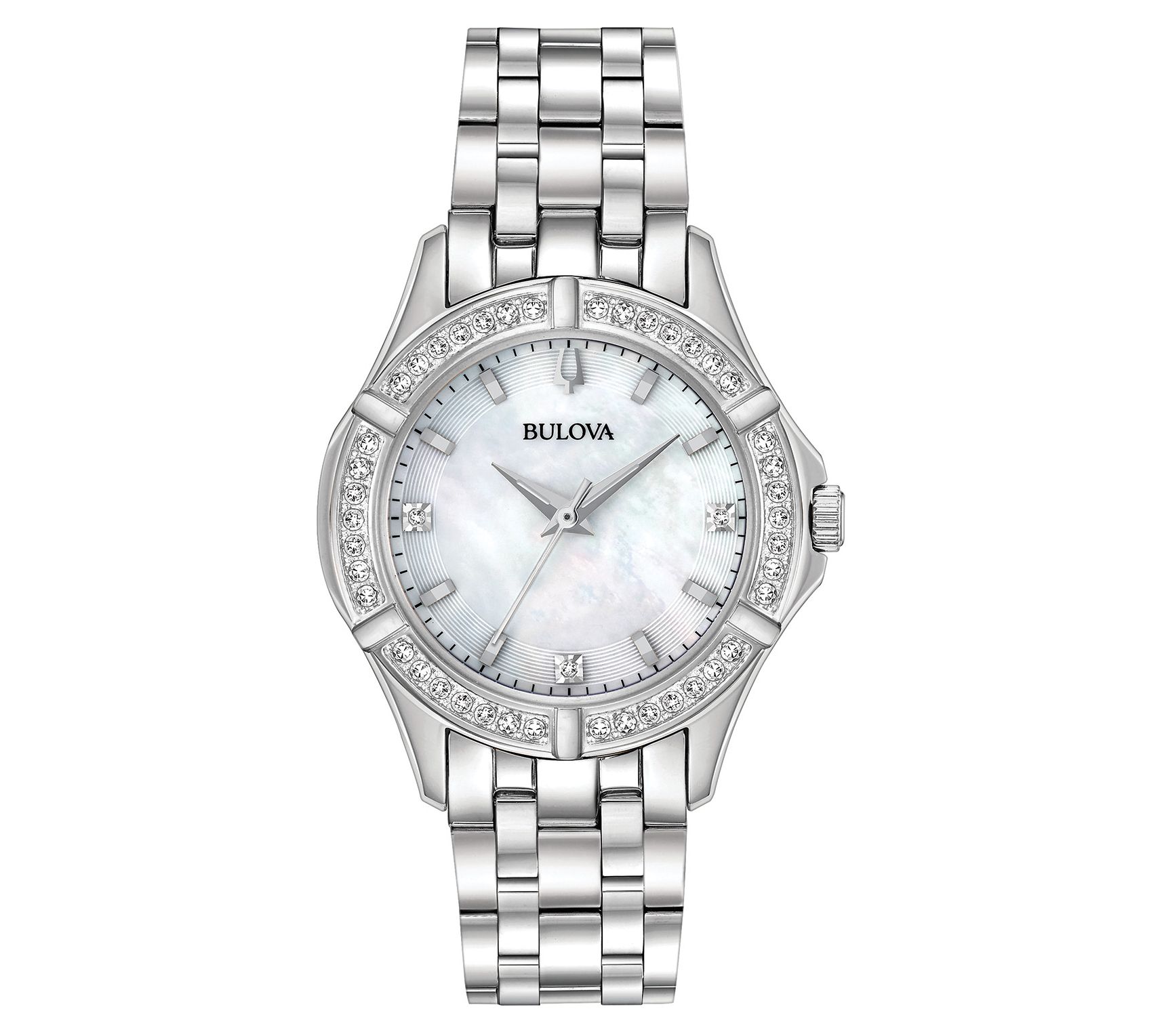 Bulova Women's Stainless Diamond Mother of Pear l Dial Watch