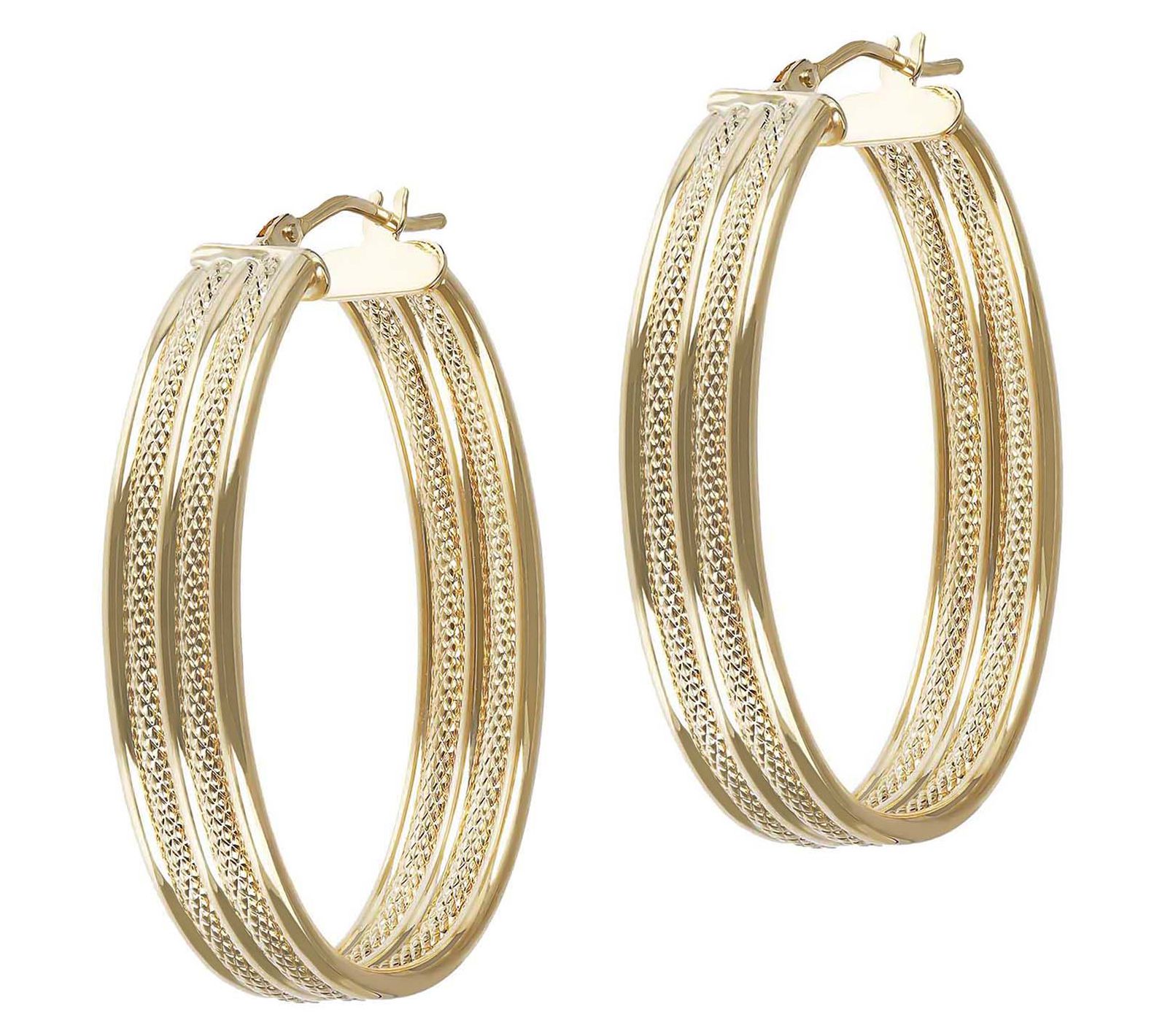 Alberto Milani 1-1/4" Diamond Cut Oval Hoop Earrings, 14K