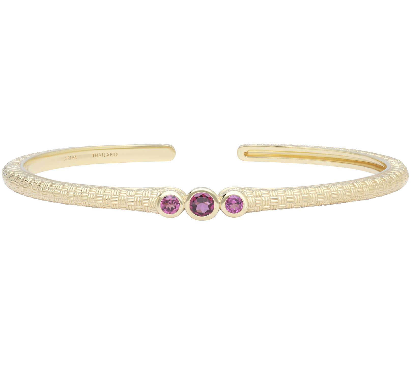 Ariva 18K Gold Clad Basketweave Gemstone Cuff