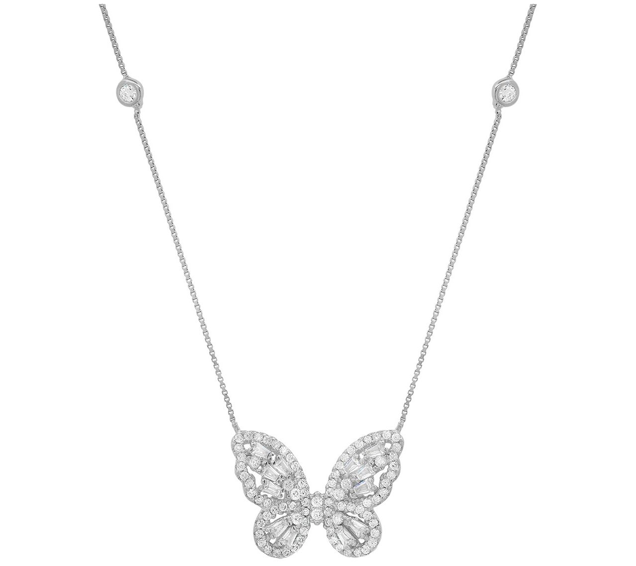 Sterling Silver Butterfly Station Necklace