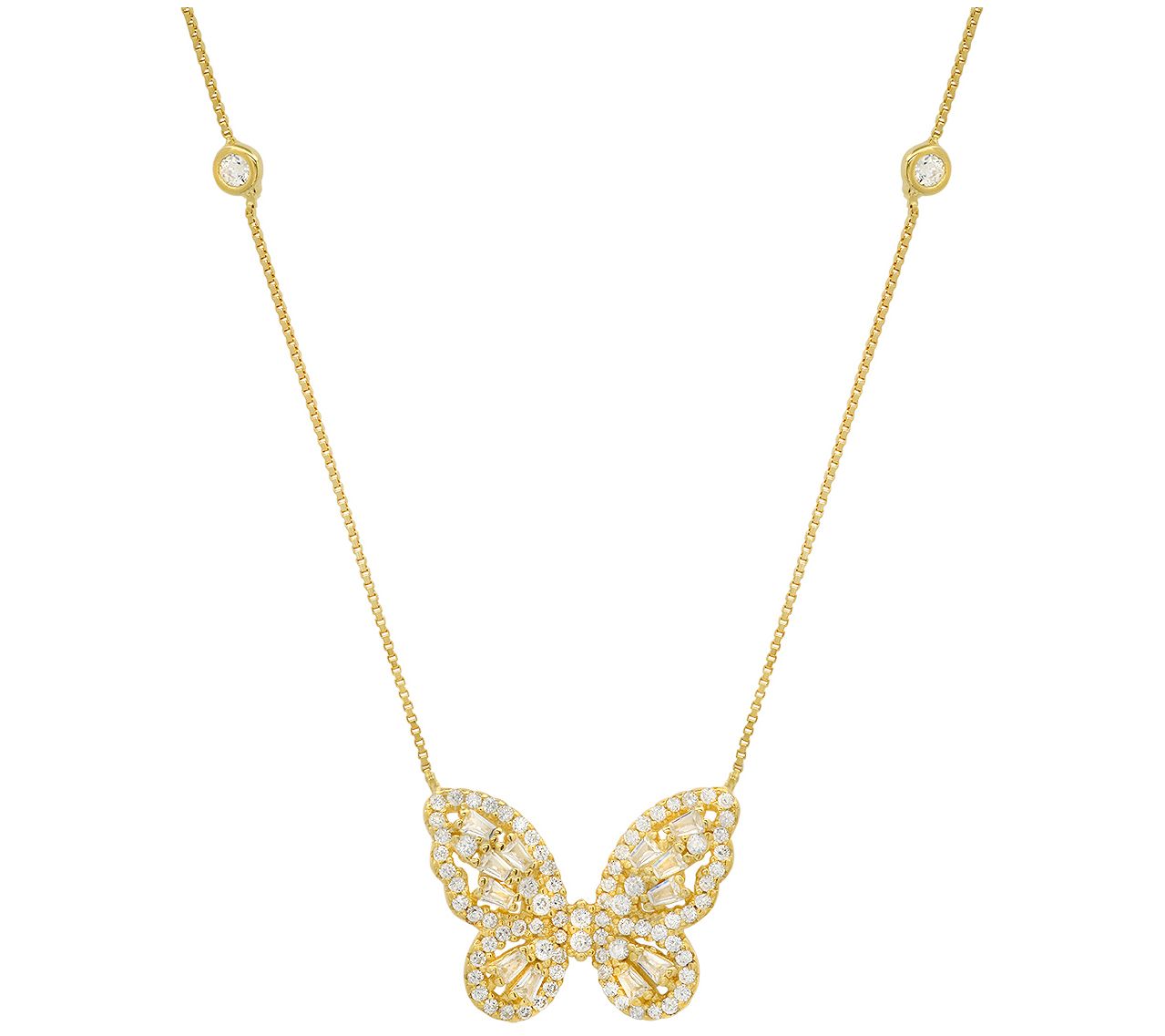 Sterling Silver Butterfly Station Necklace