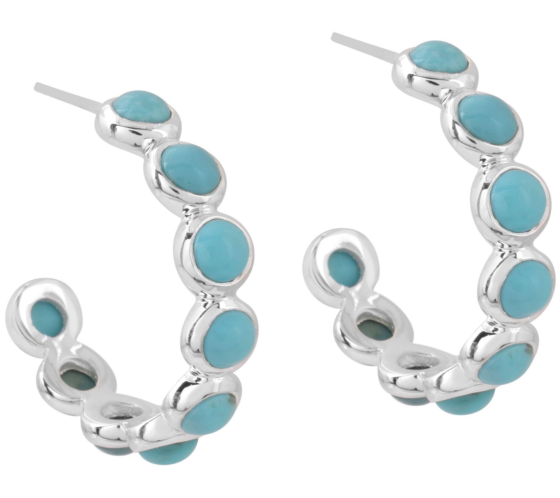 Affinity Gems Turquoise Huggie Hoop Earrings, S terling Silver