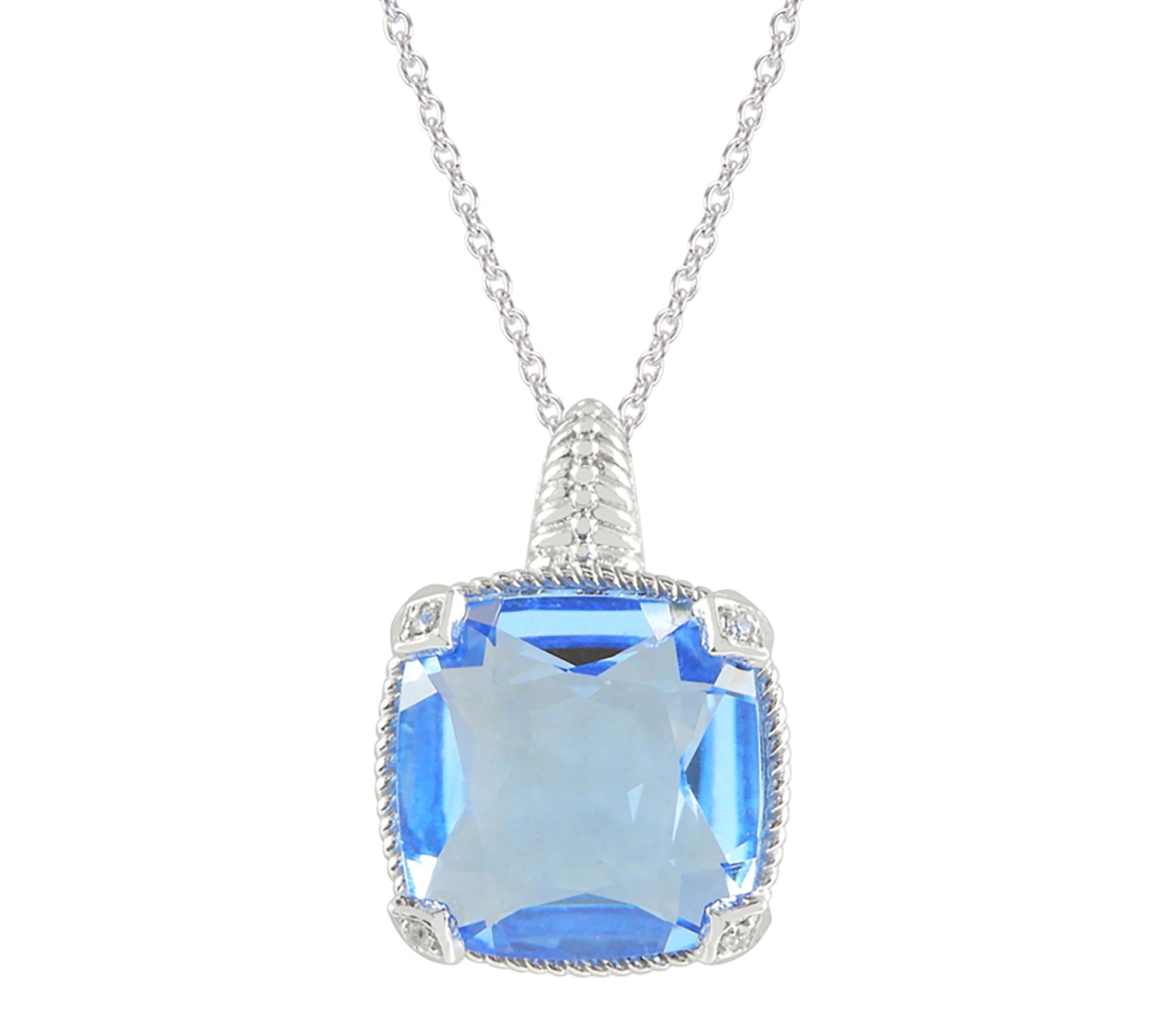 Diamonique Simulated Gemstone Cushion Pendant w/ Chain