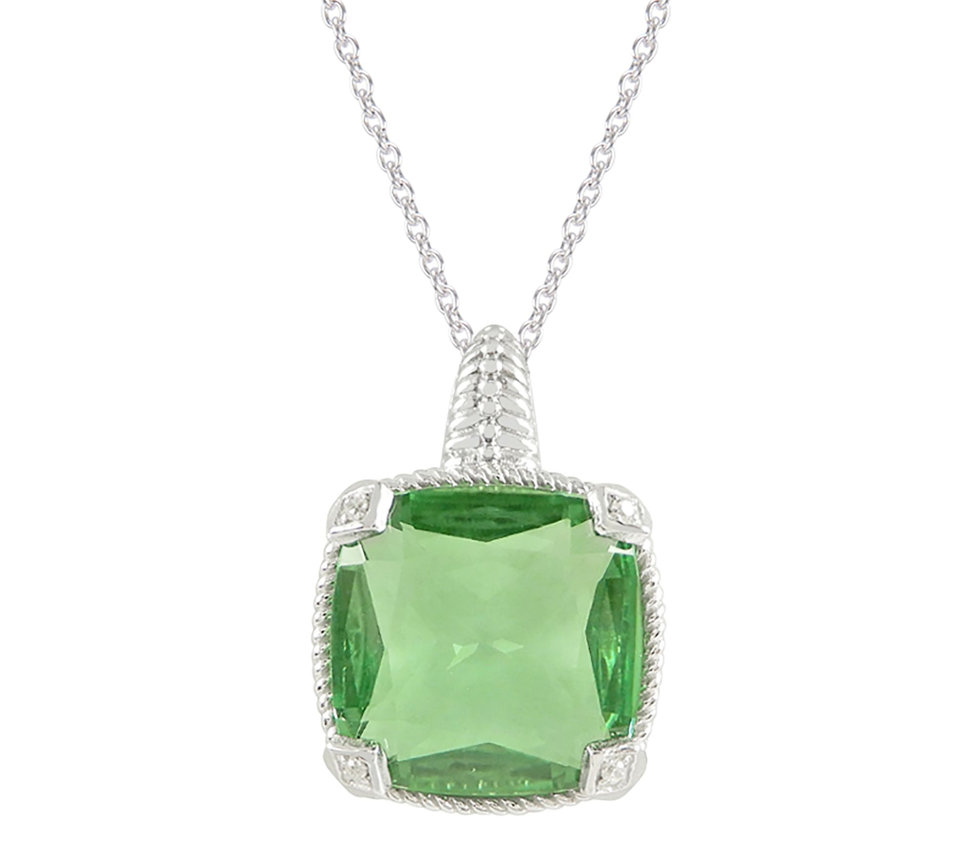 Diamonique Simulated Gemstone Cushion Pendant w/ Chain