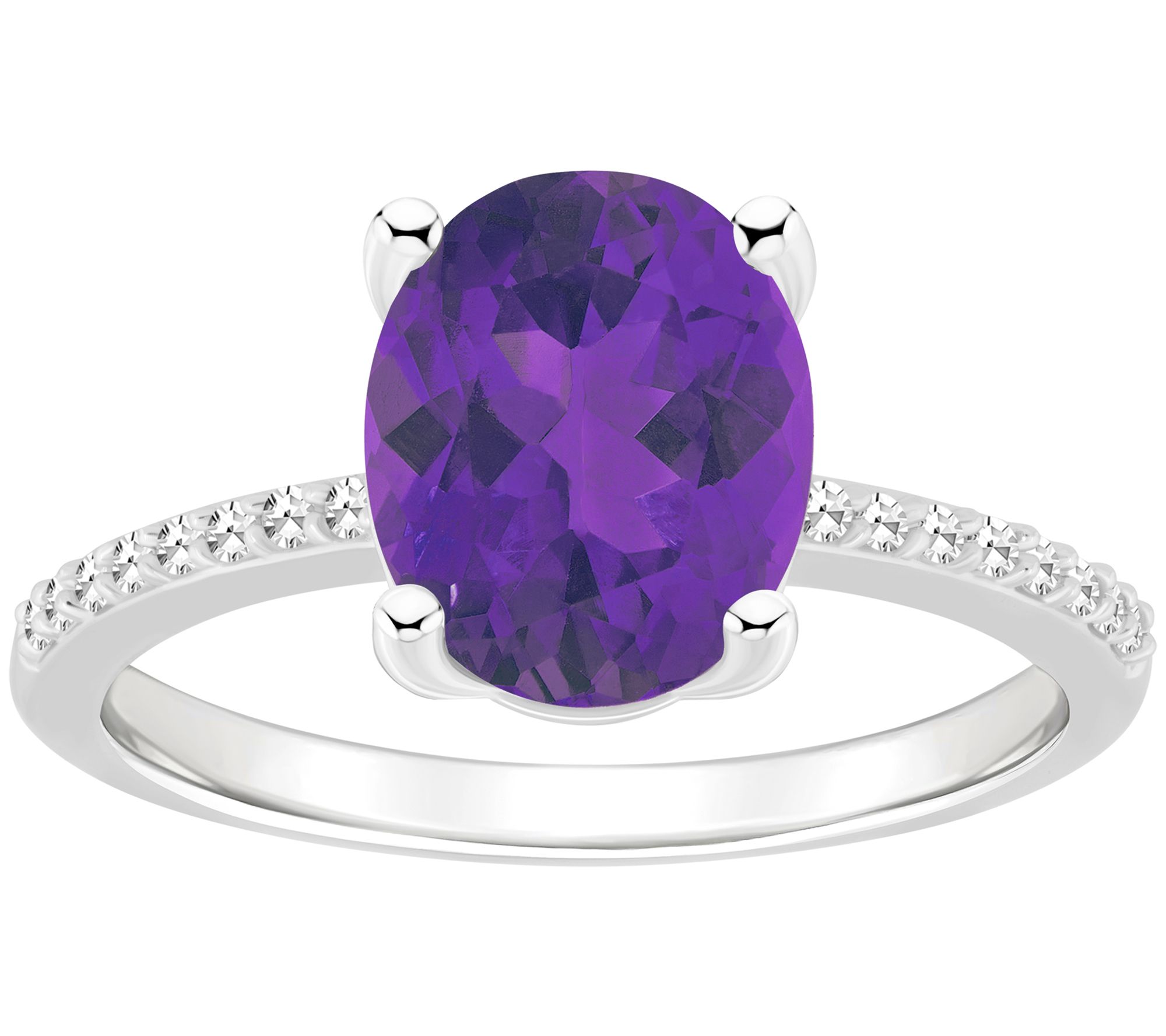 Affinity Gems Oval Gemstone & Diamond Ring, Sterling Silver