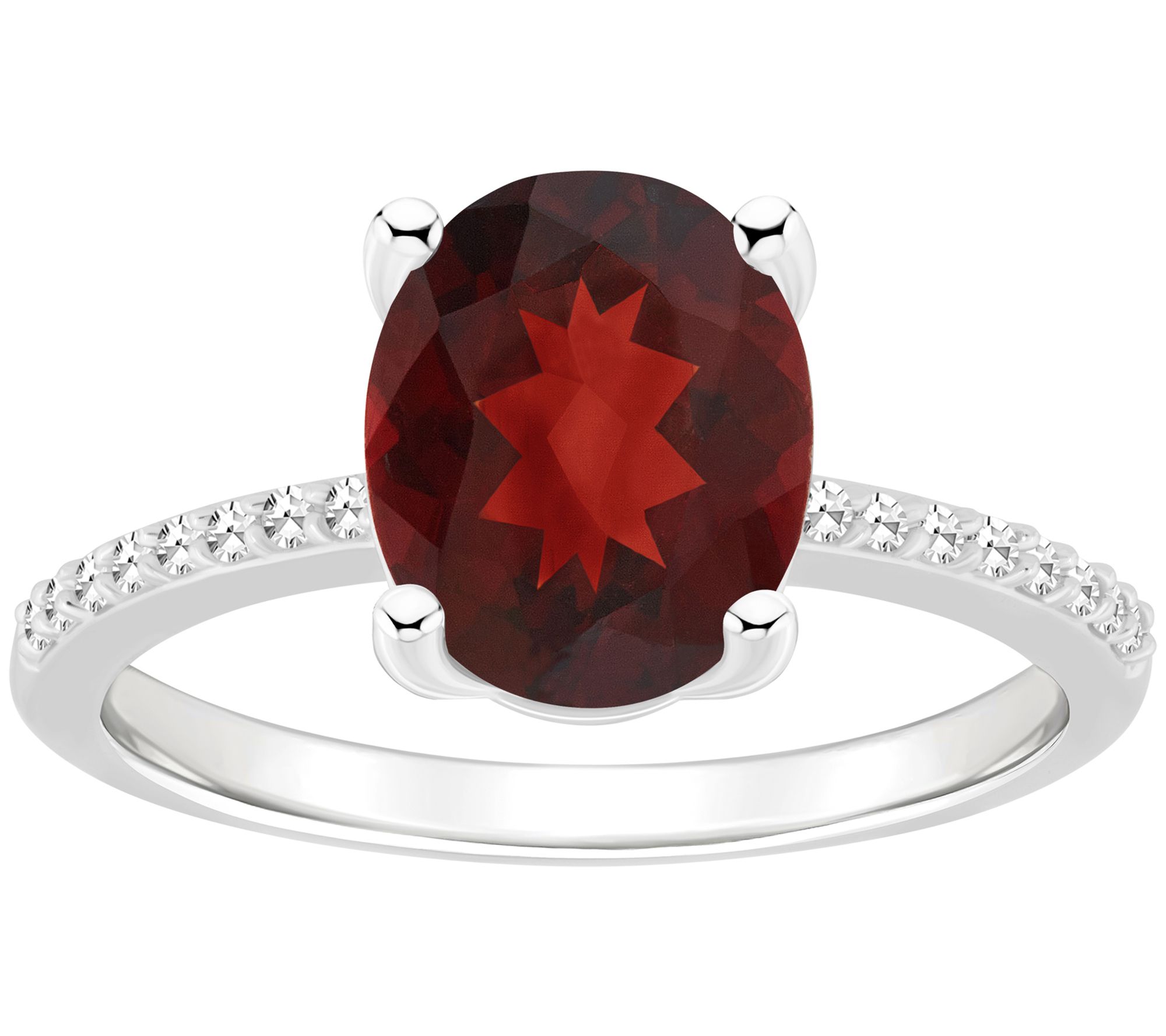 Affinity Gems Oval Gemstone & Diamond Ring, Sterling Silver