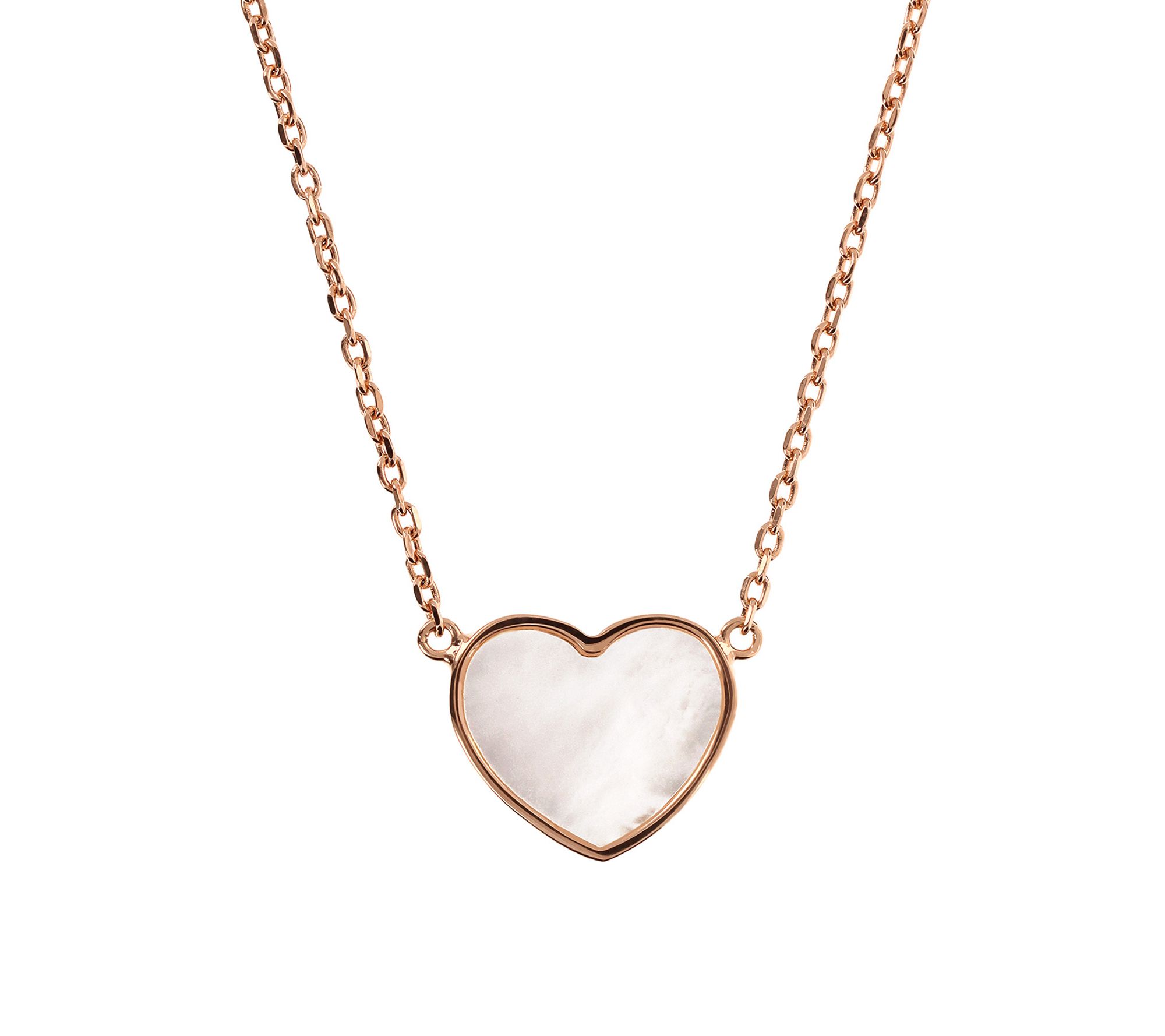 Bronzo Italia Adjustable Gemstone Heart Necklac e