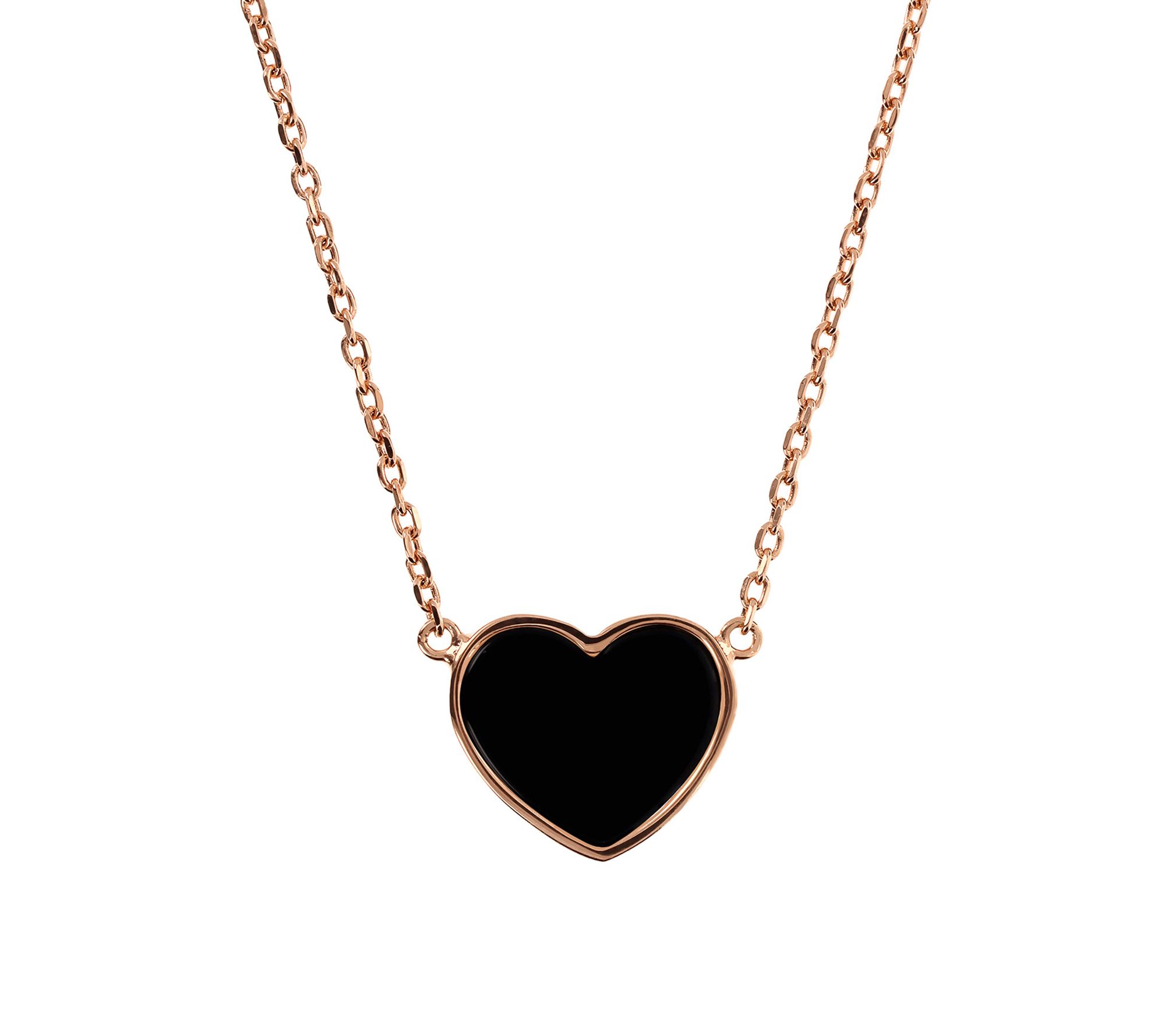 Bronzo Italia Adjustable Gemstone Heart Necklac e
