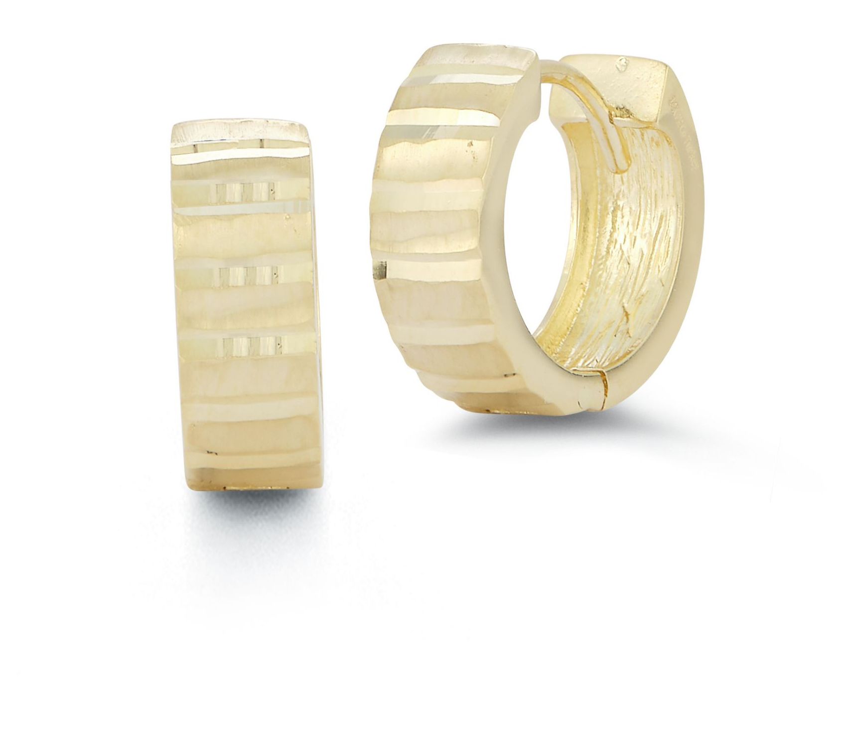 Luminosa Gold Diamond-Cut Huggie Hoop Earrings,  14K