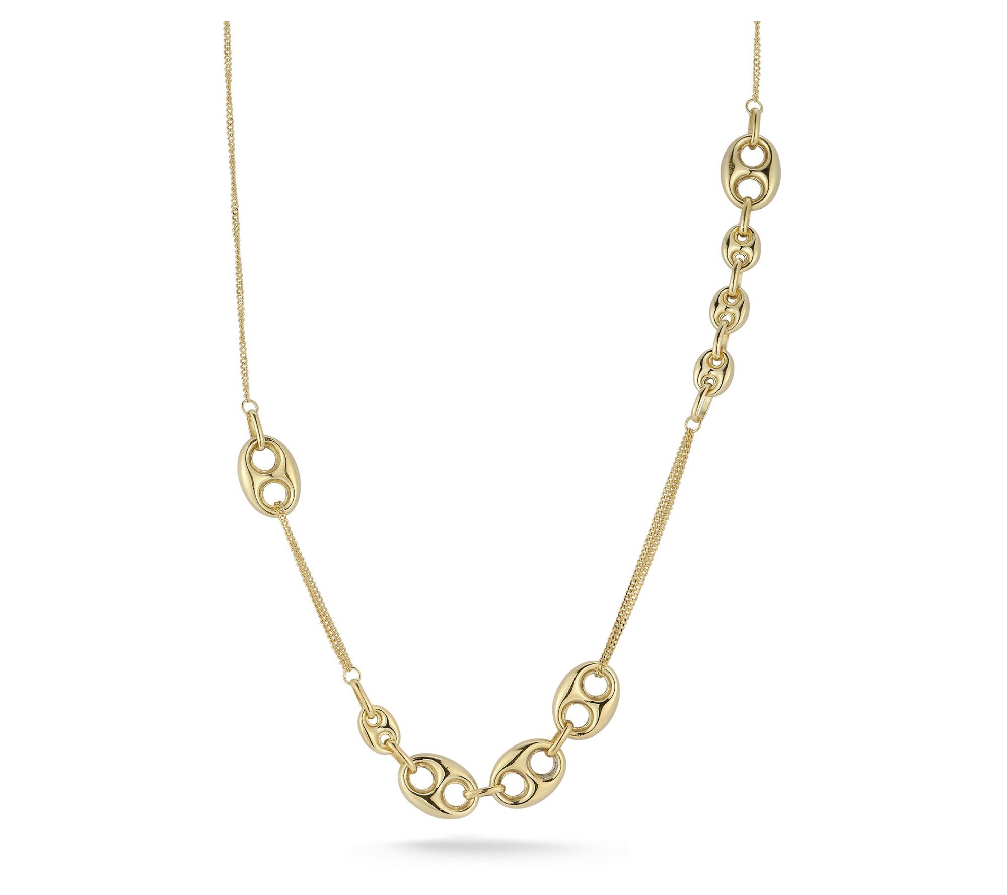 Italian Gold Puffed Mariner Link Necklace, 14K