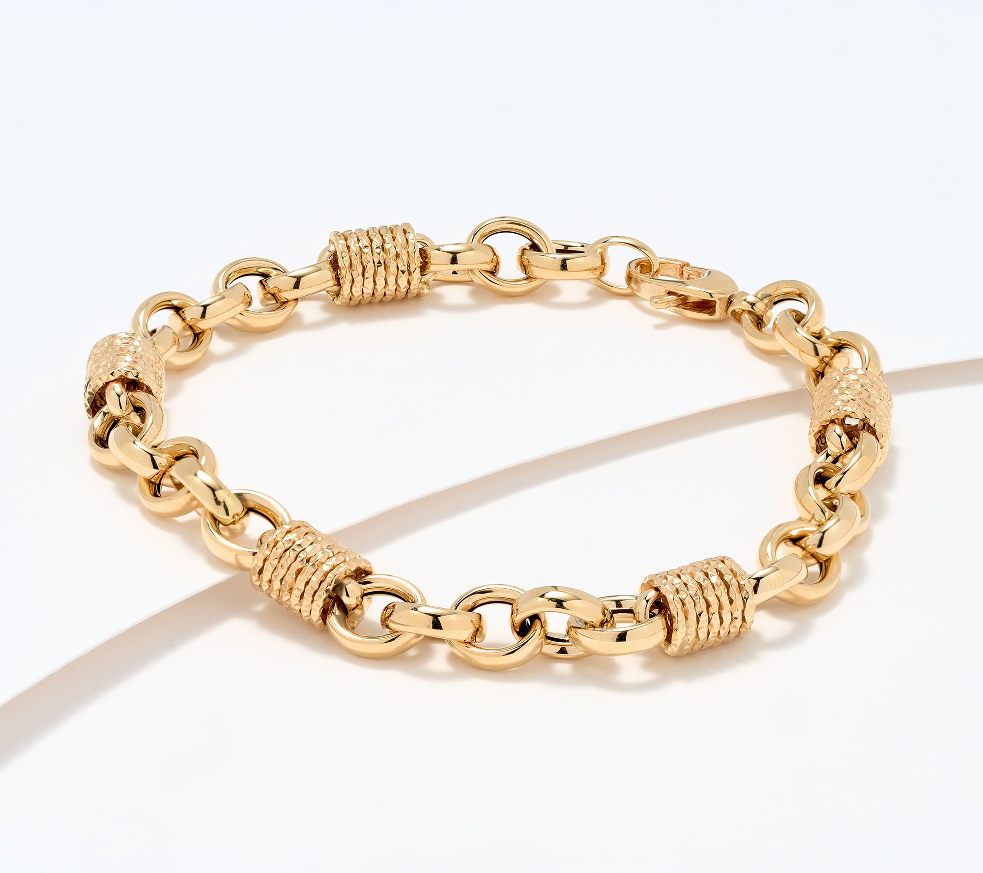 David Markstein 14K Gold Textured Station Rolo Bracelet