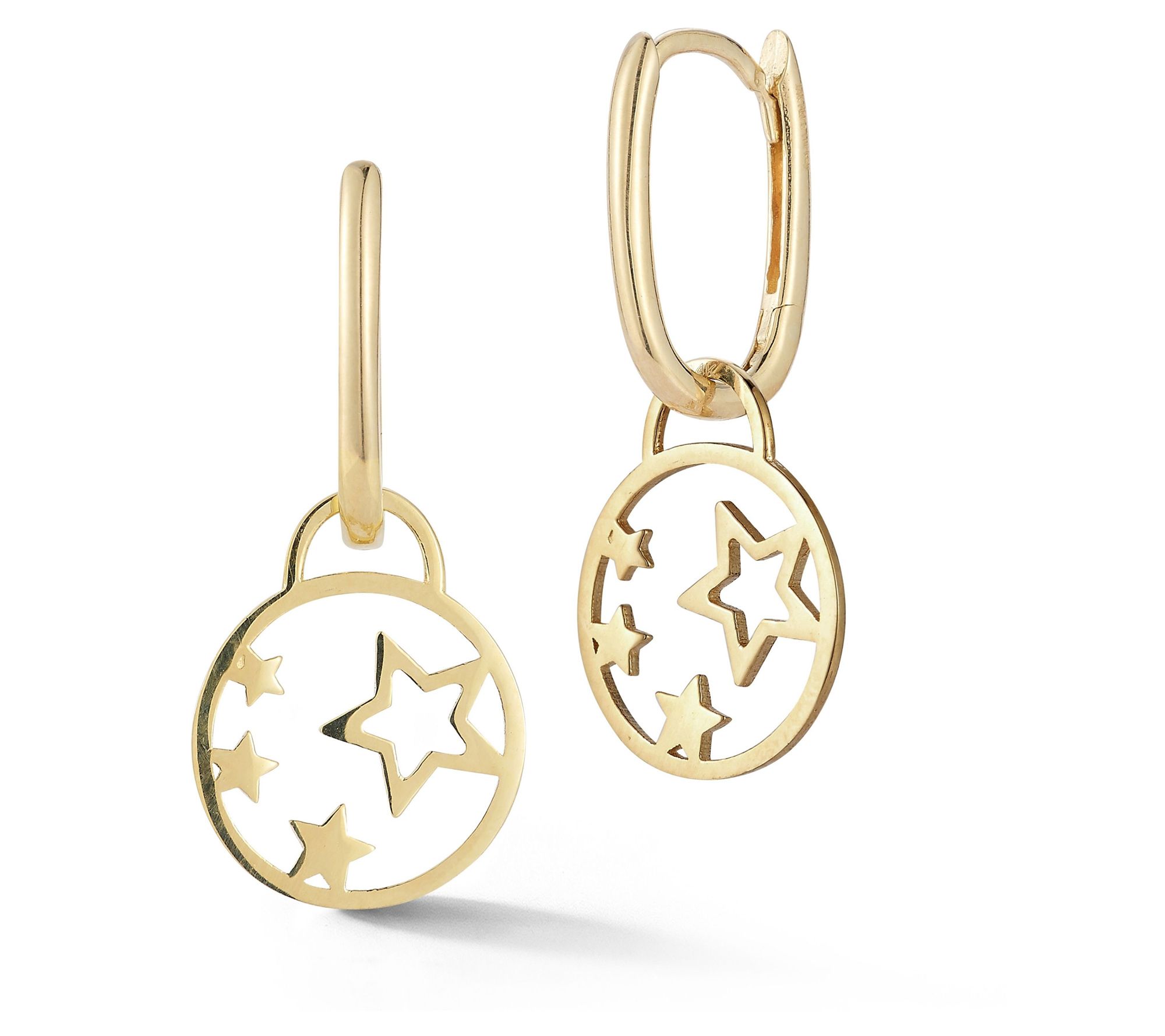 Luminosa Gold Starry Charm Dangle Huggie Earrings, 14K