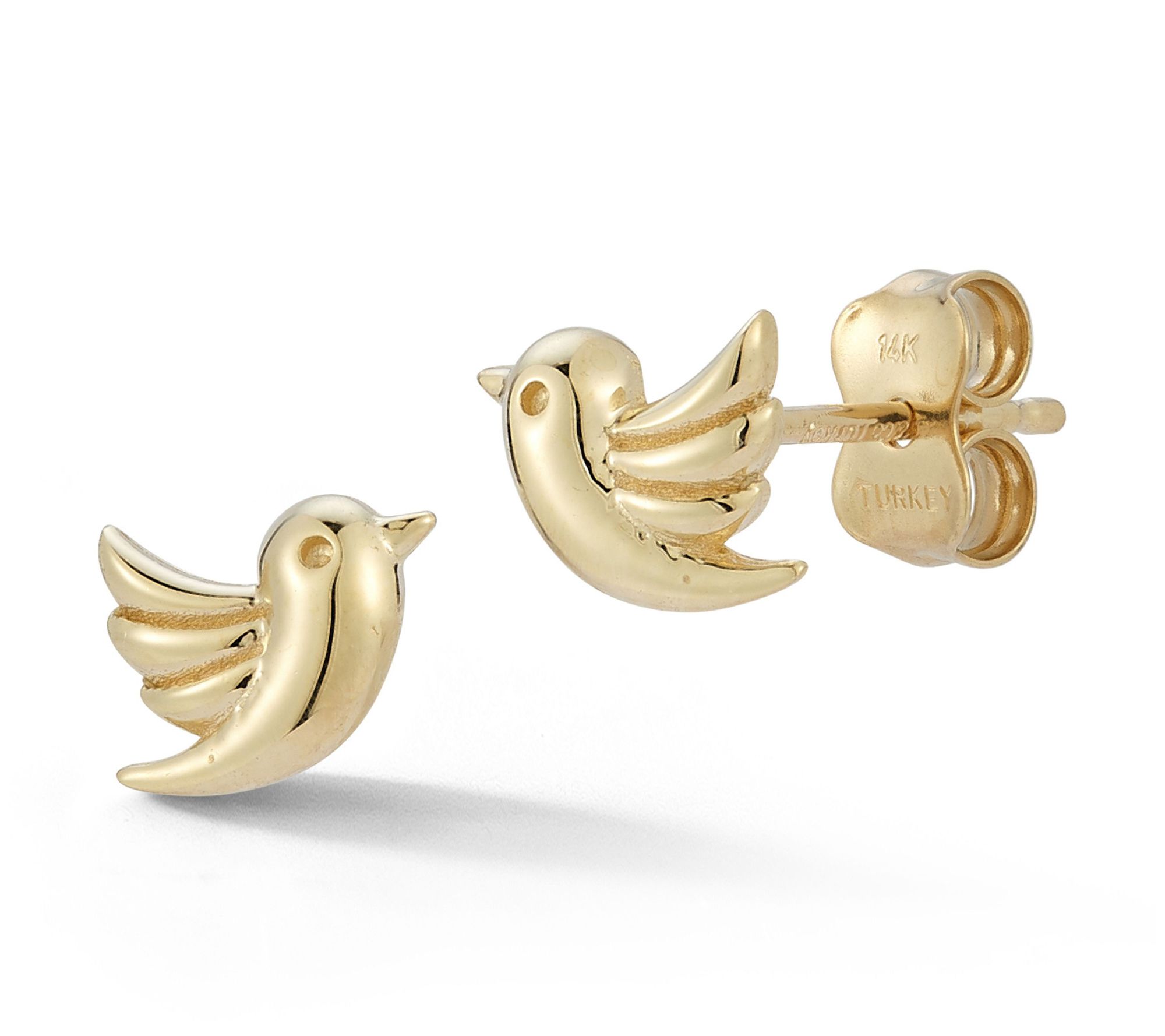 Luminosa Gold Dainty Bird Stud Earrings, 14K