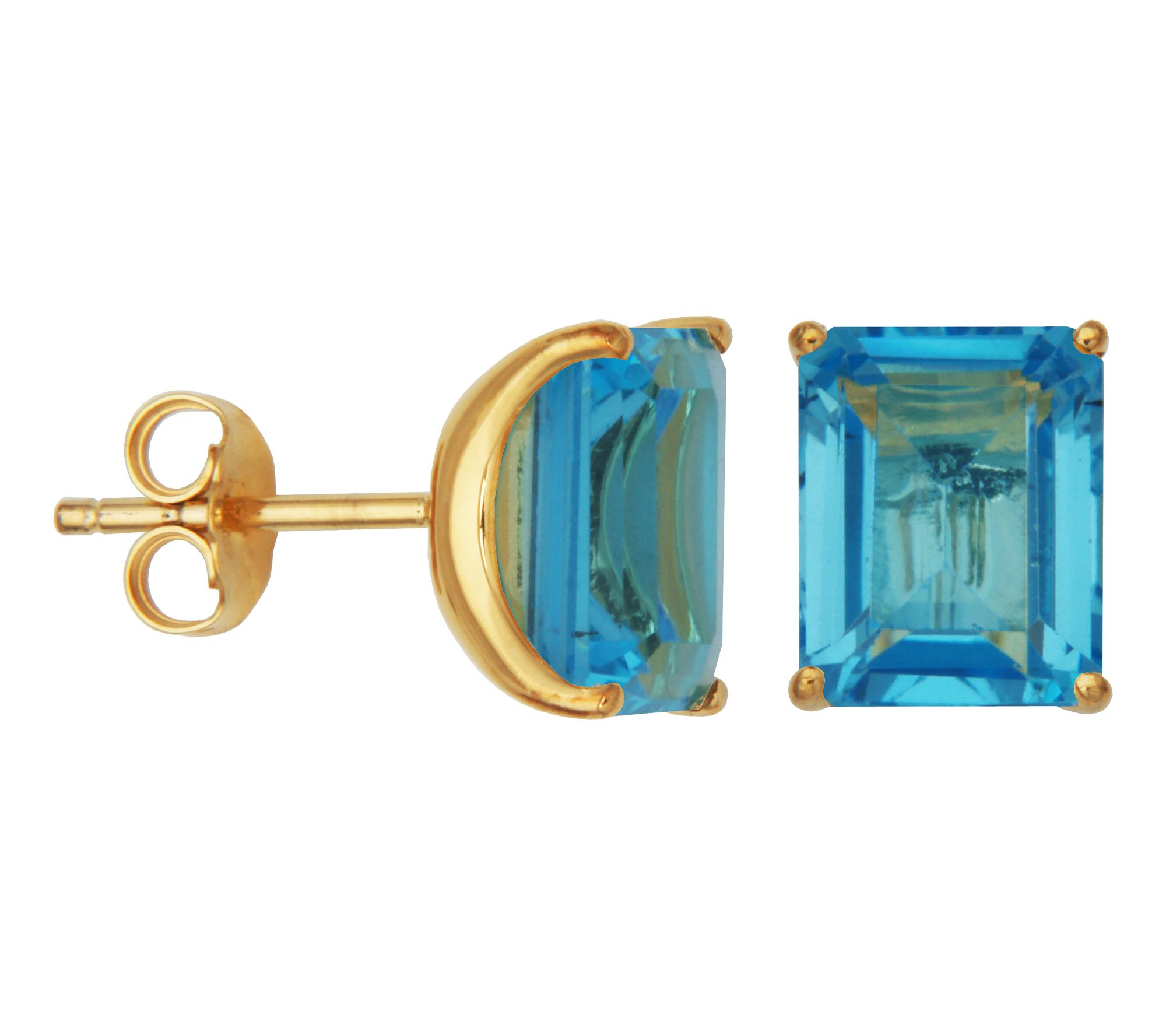 Affinity Gems Emerald Cut Gemstone Earrings, 18K Plated