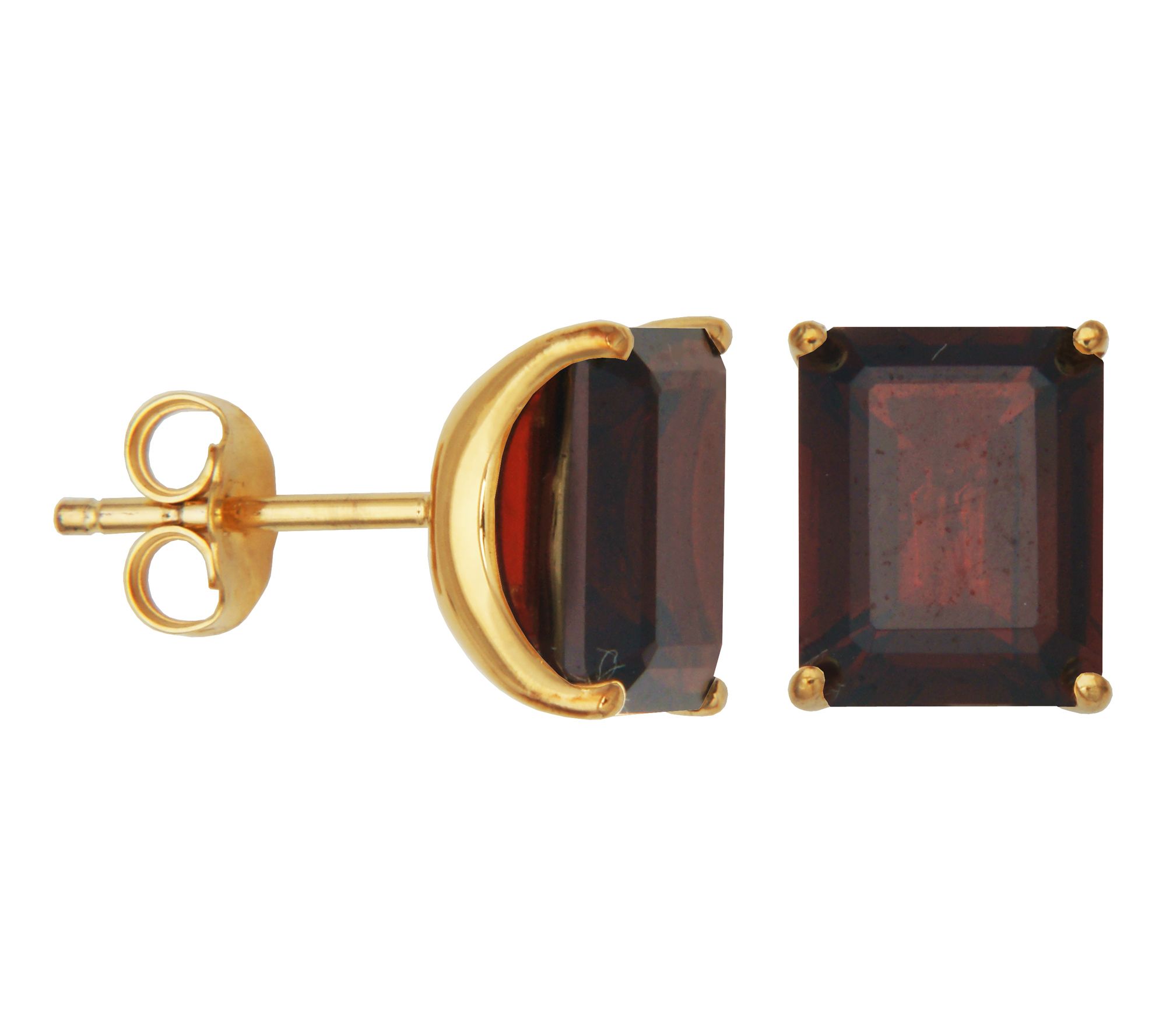 Affinity Gems Emerald Cut Gemstone Earrings, 18K Plated