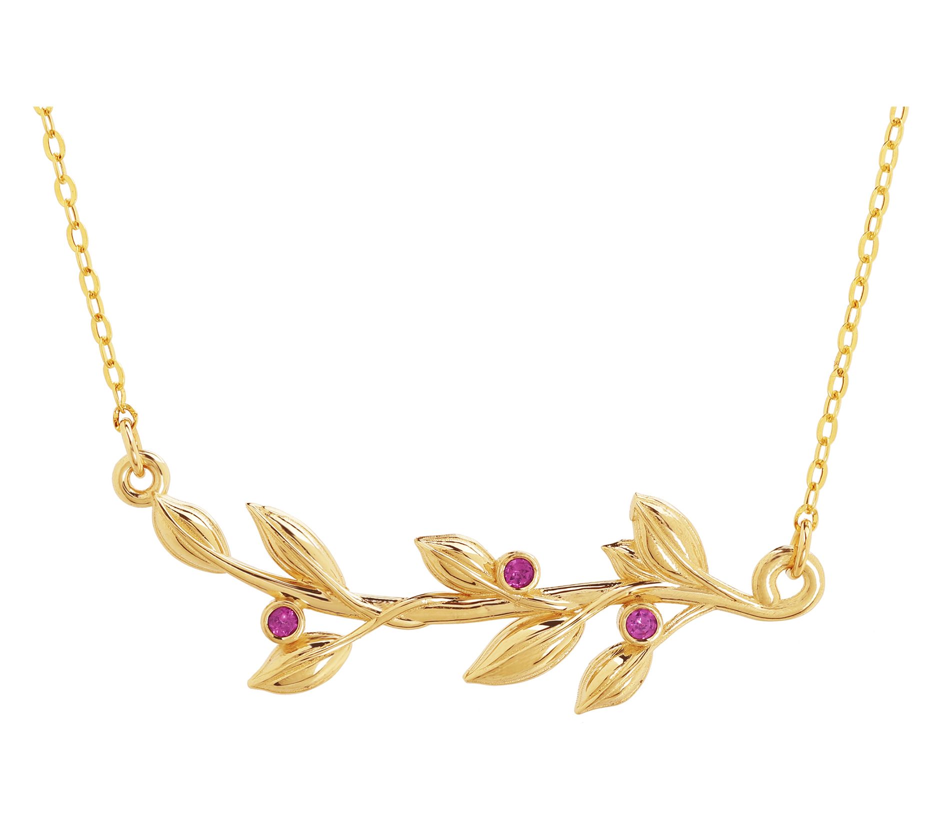 Adi Paz 14K Gold Leafy Vine Design Gemstone Necklace