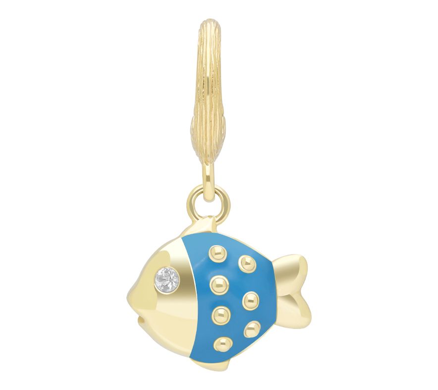Ariva Sterling Silver White Topaz Blue Fiona the Fish Charm