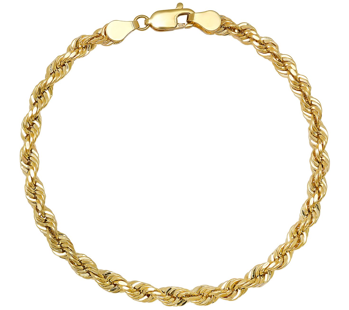 Men's 8-1/2" Diamond Cut Rope Bracelet, 14K Gold, 5g