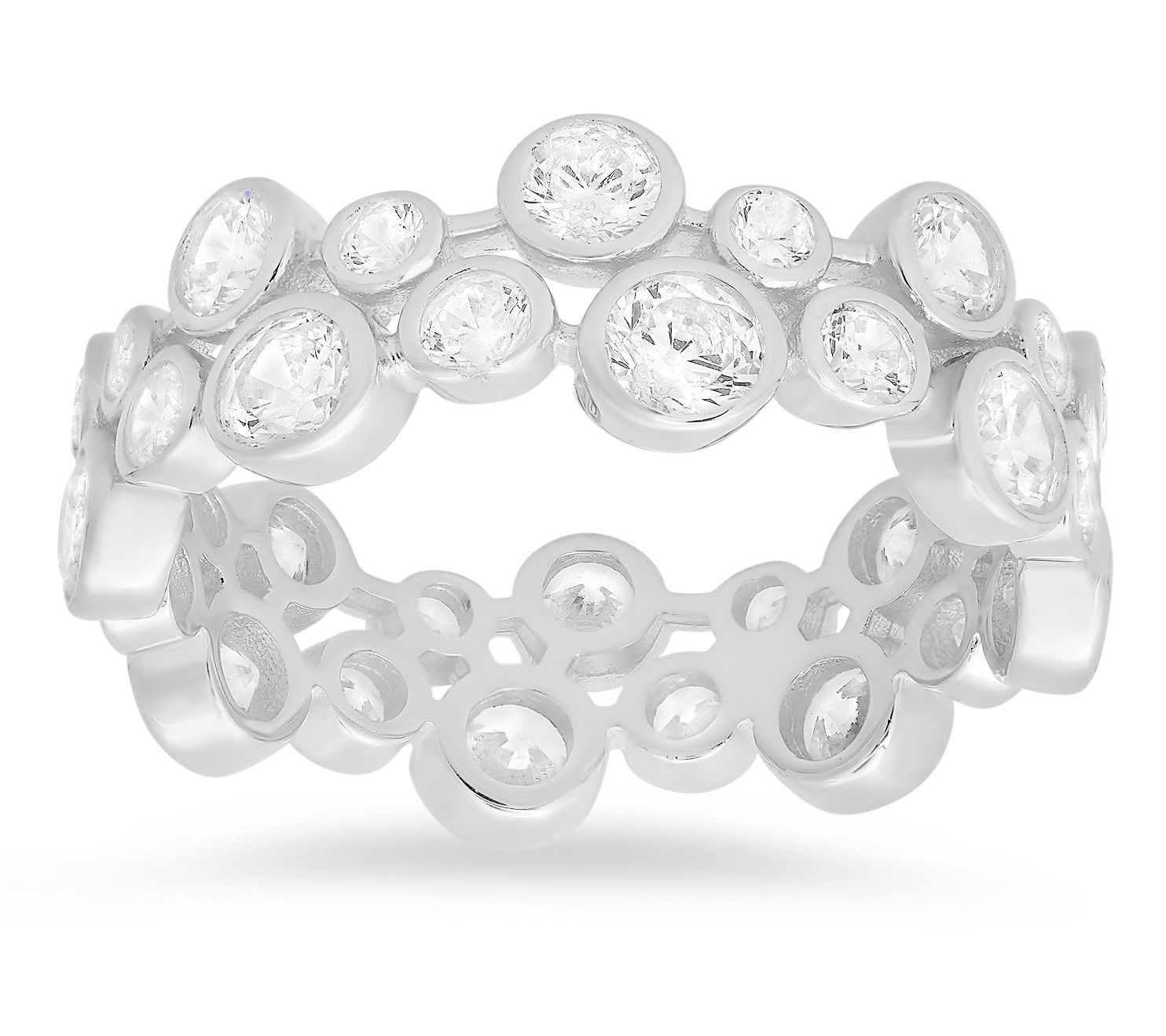 Diamonique Abstract Bezel Set Band Ring, Sterling Silver