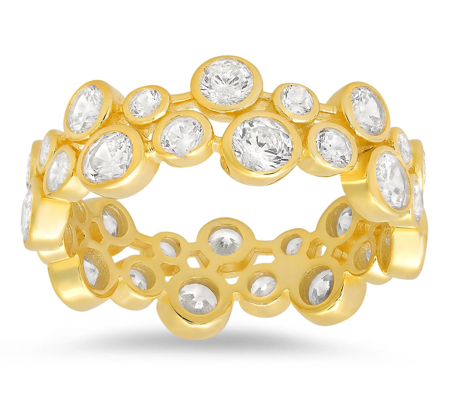 Diamonique Abstract Bezel Set Band Ring, Sterling Silver