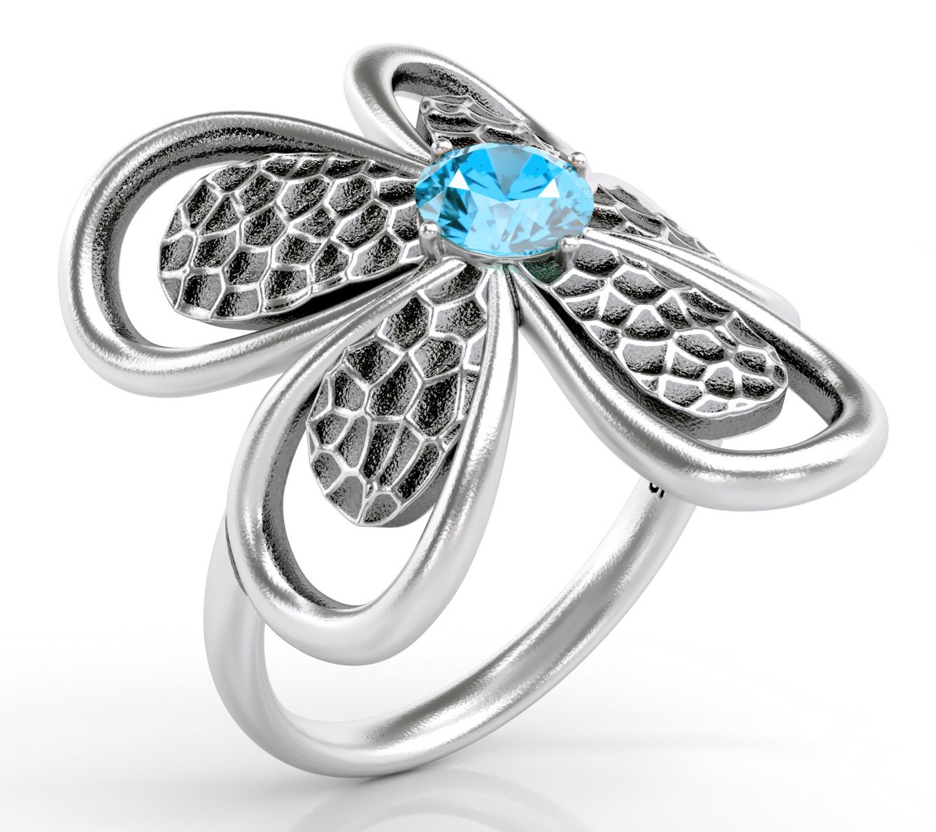 Or Paz Sterling Silver Hammered Gemstone FlowerRing