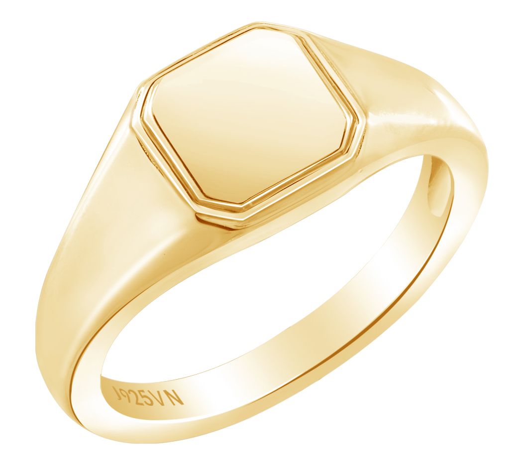 14K Gold Plated Square Signet Ring
