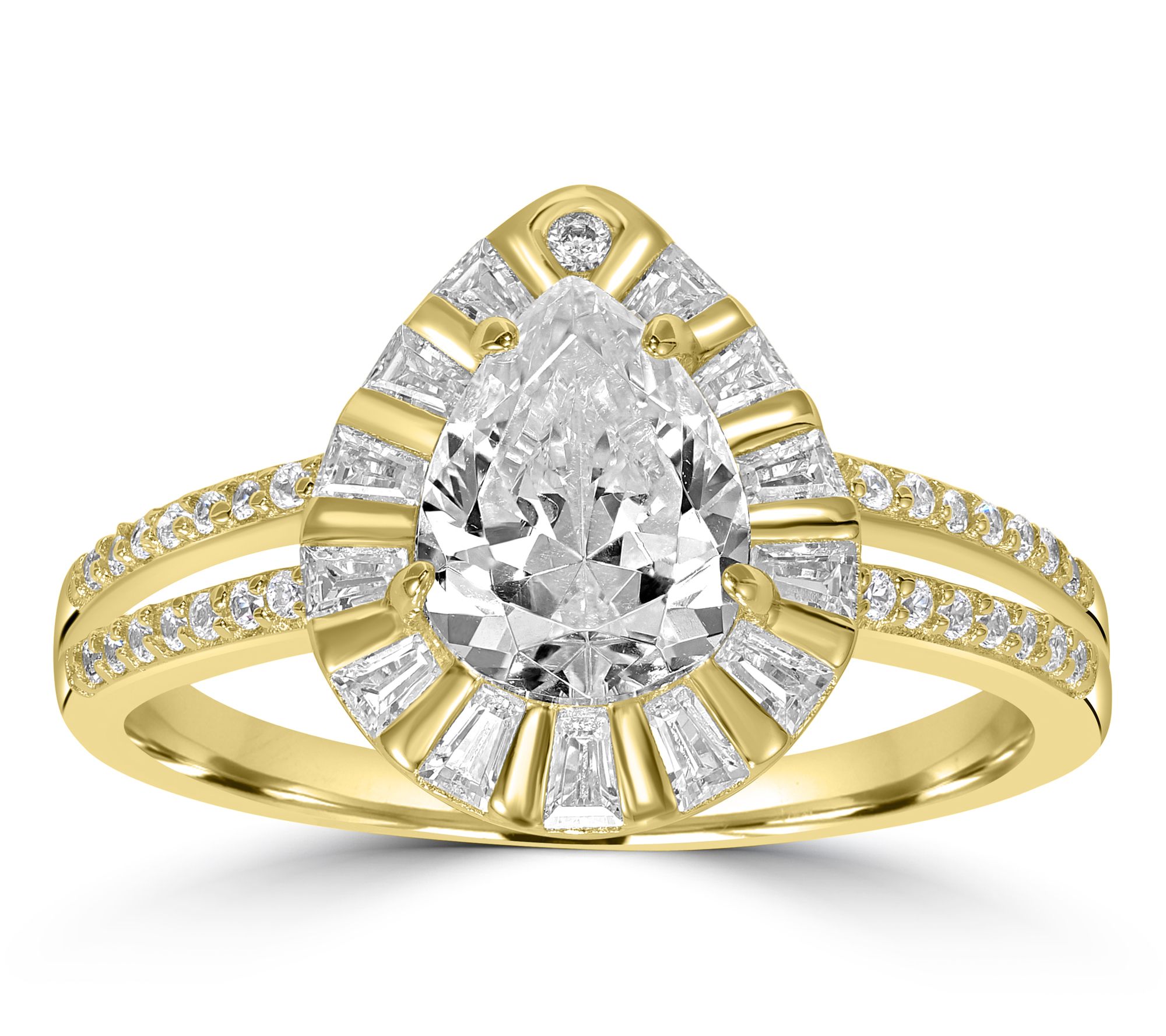 Diamonique x Kathy Levine Pear Shape Split Band Ring, Sterling