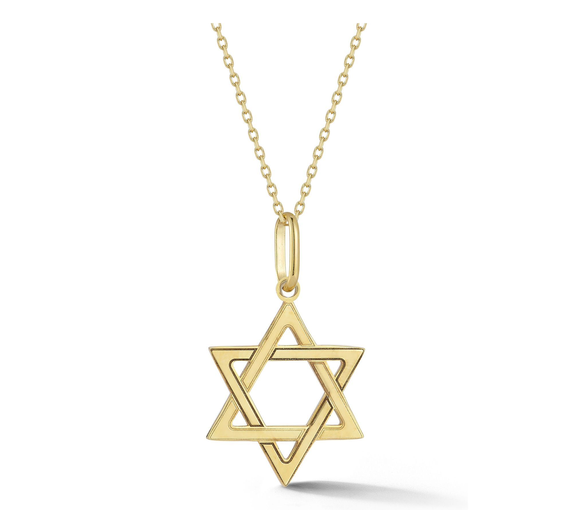 Italian Gold 3/4" Star of David Pendant w/ Chain, 14K