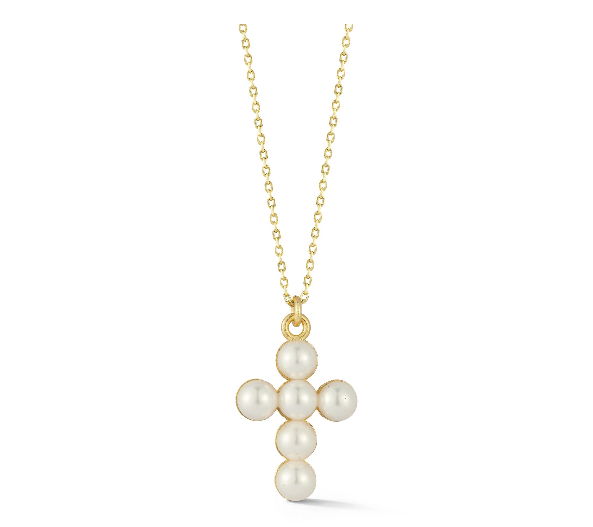 Sterlina Silver Cultured Pearl Cross Necklace,Sterling