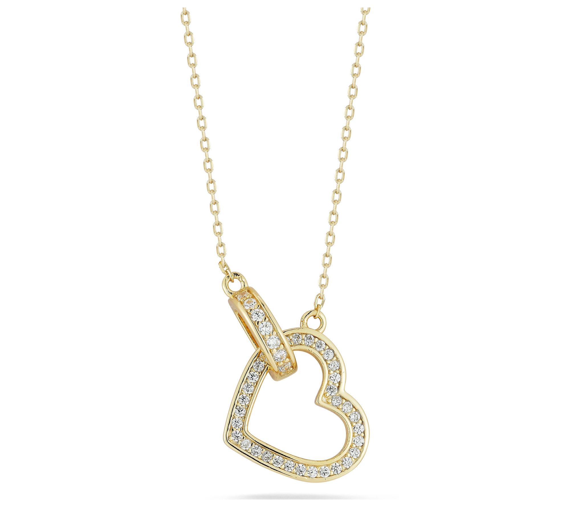Sterlina Silver Pave Hanging Heart Necklace, Sterling