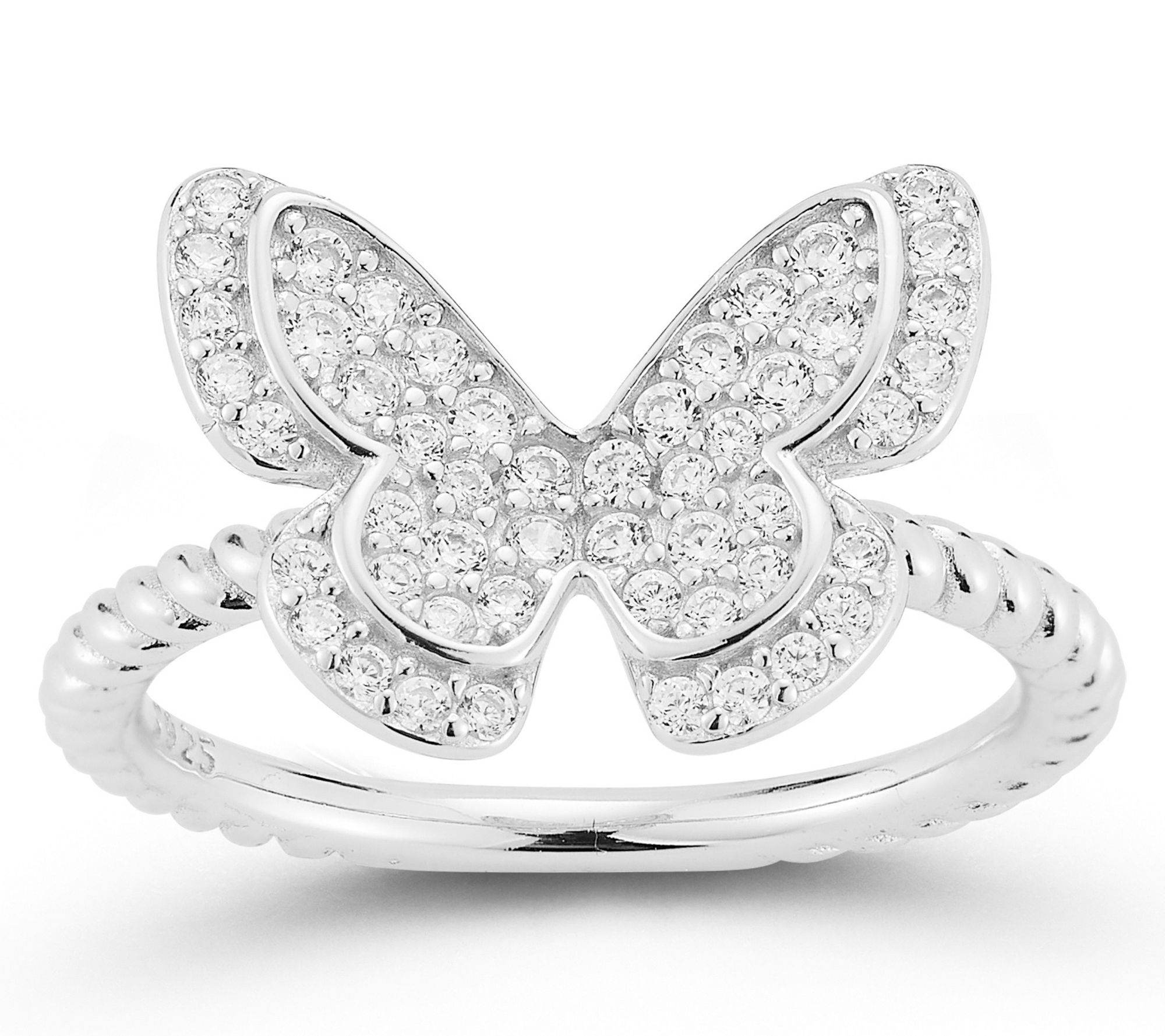 Sterlina Silver Pave Butterfly Cocktail Ring, Sterling