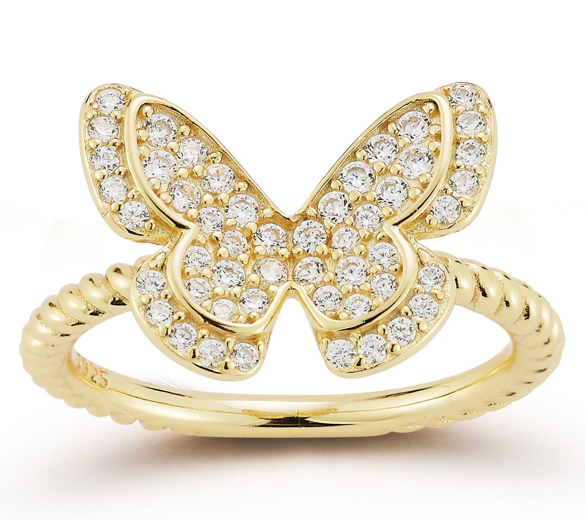 Sterlina Silver Pave Butterfly Cocktail Ring, Sterling